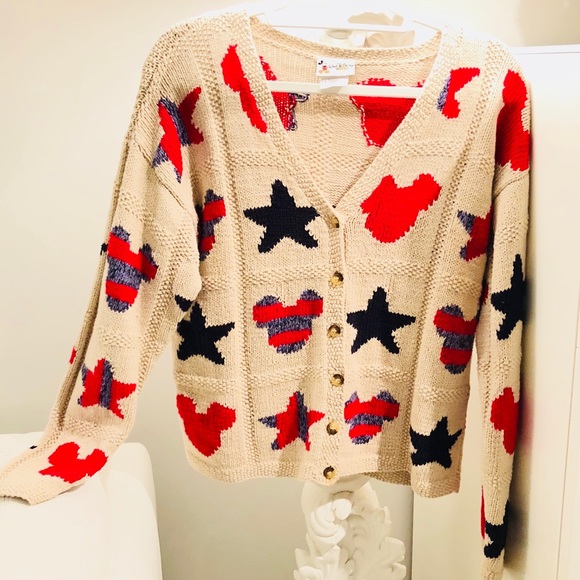 Walt Disney World Sweaters - Vintage Disney Stars & Mickey Stripes Cardigan